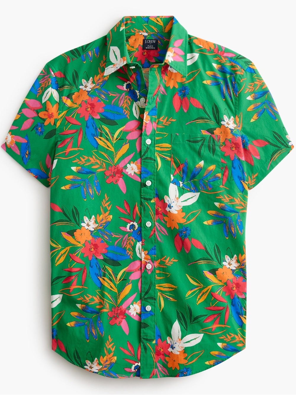 Crewcuts Bright Green Tropical Floral Button-Down Shirt